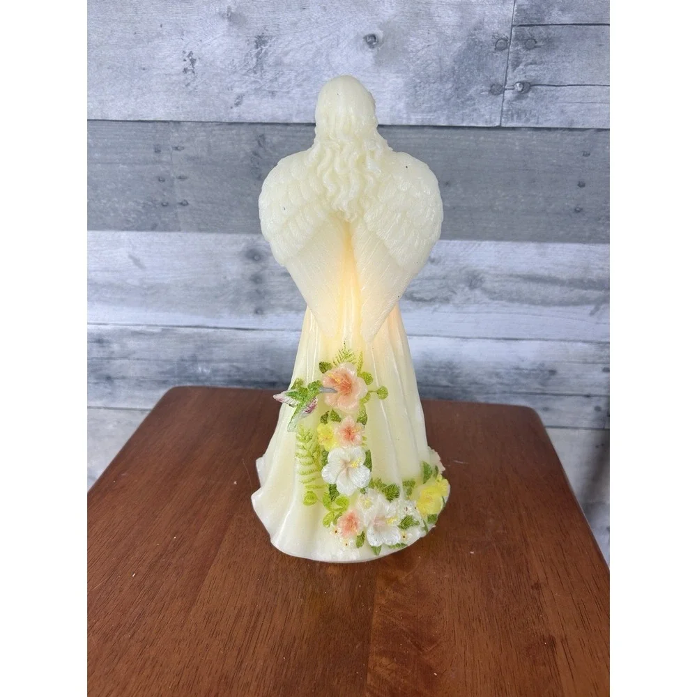 Wax Lighted Angel With Flowers 11
